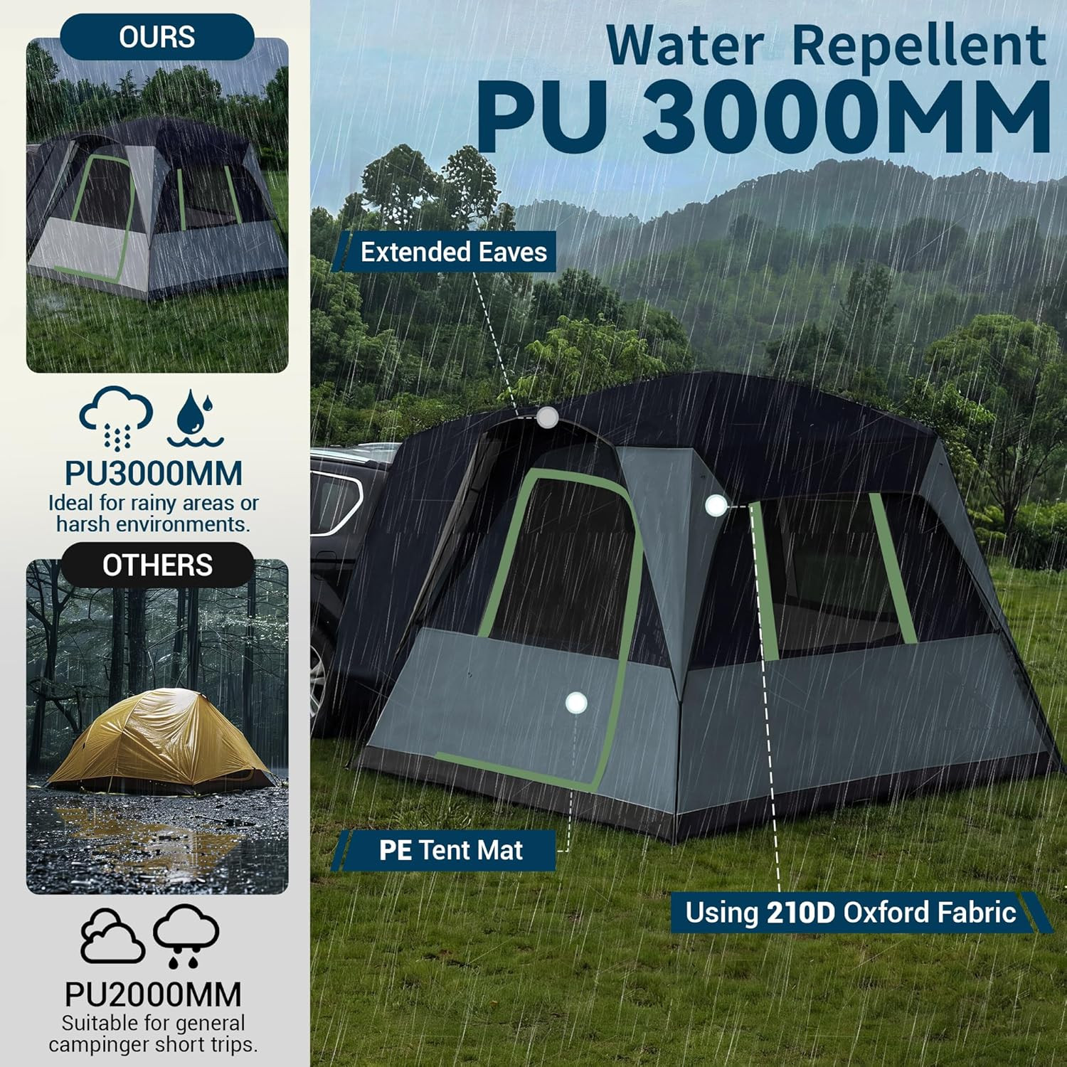 5/6 Person SUV Tent for Camping, SUV Tailgate Tent,Truck Car Tent Weather Resist