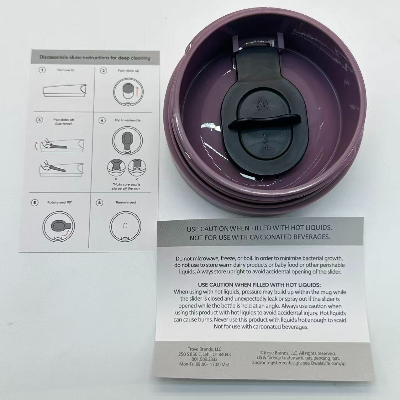 Owala 20oz Purple SmoothSip Slider Coffee Tumbler Stainless Steel Mug