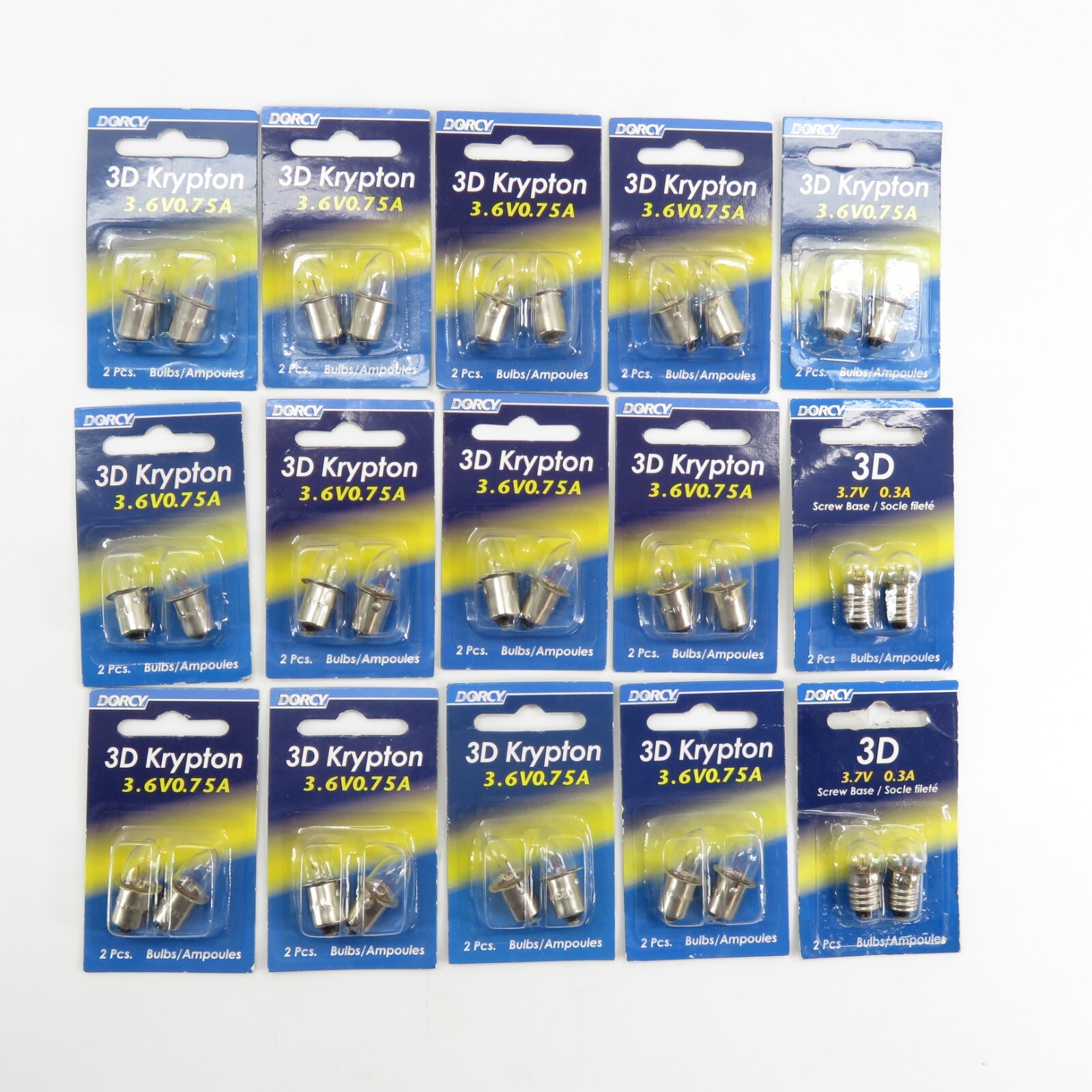x15 NIP Dorcy Flashlight Replacement Bulbs 3D Krypton 3.6V/.75A / 3.7V (0.3A)
