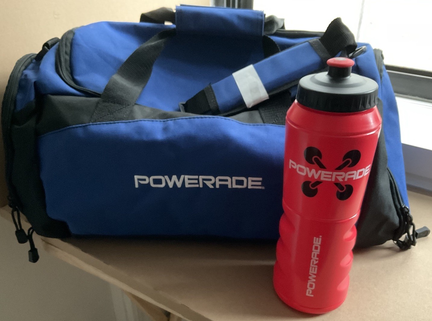 Powerade Branded Gym Duffle Bag And Plastic Sport Drink Bottle