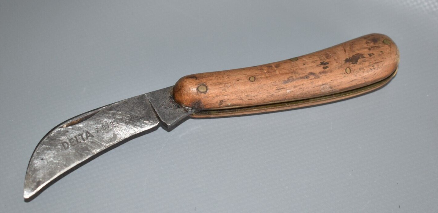 Hugo Linder Deltawerk Old Folding Knife Knives Garden Knife Tray #H2V