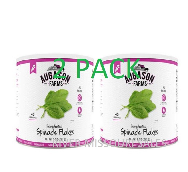 2 PACK – Augason Farms Dehydrated Spinach Flakes Emergency Prep Veggie, 25 Years