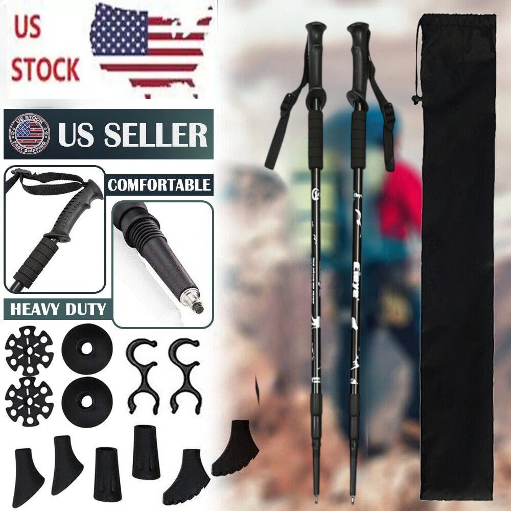 2x Trekking Poles Nordic Walking Hiking Sticks Anti-shock Adjustable Alpenstock