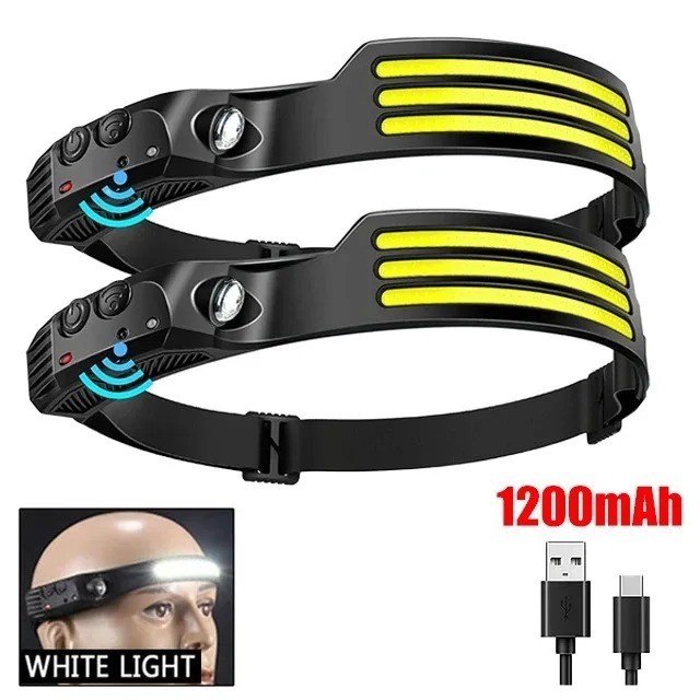USB Rechargeable COB LED Induction Headlamp With 1200mAh Built-in Battery Head F