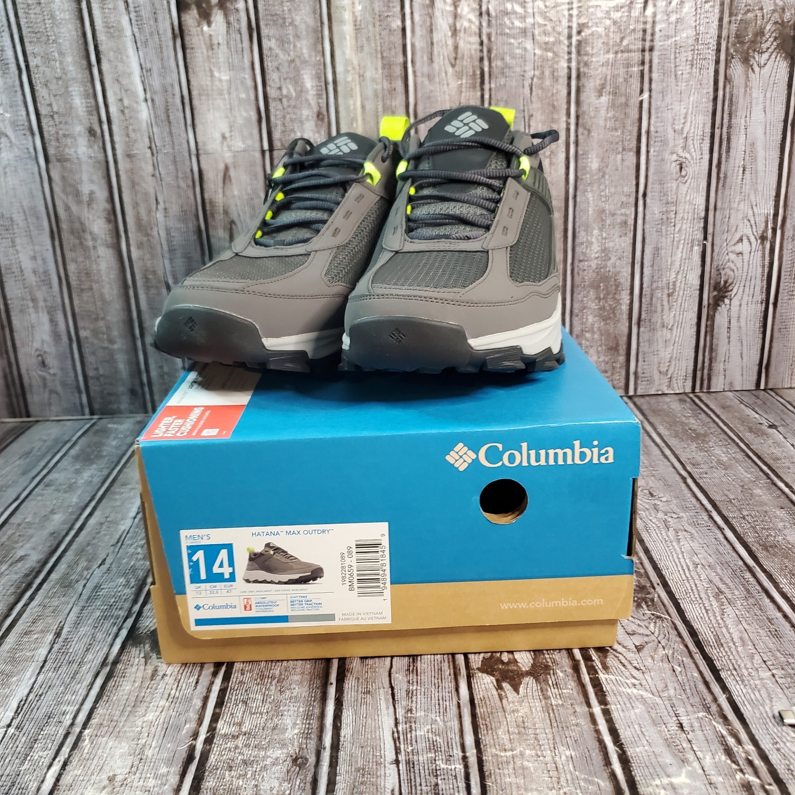 Columbia Mens Hatana Max Outdry Hiking Shoes Dark Gray B10659-089 Size 14