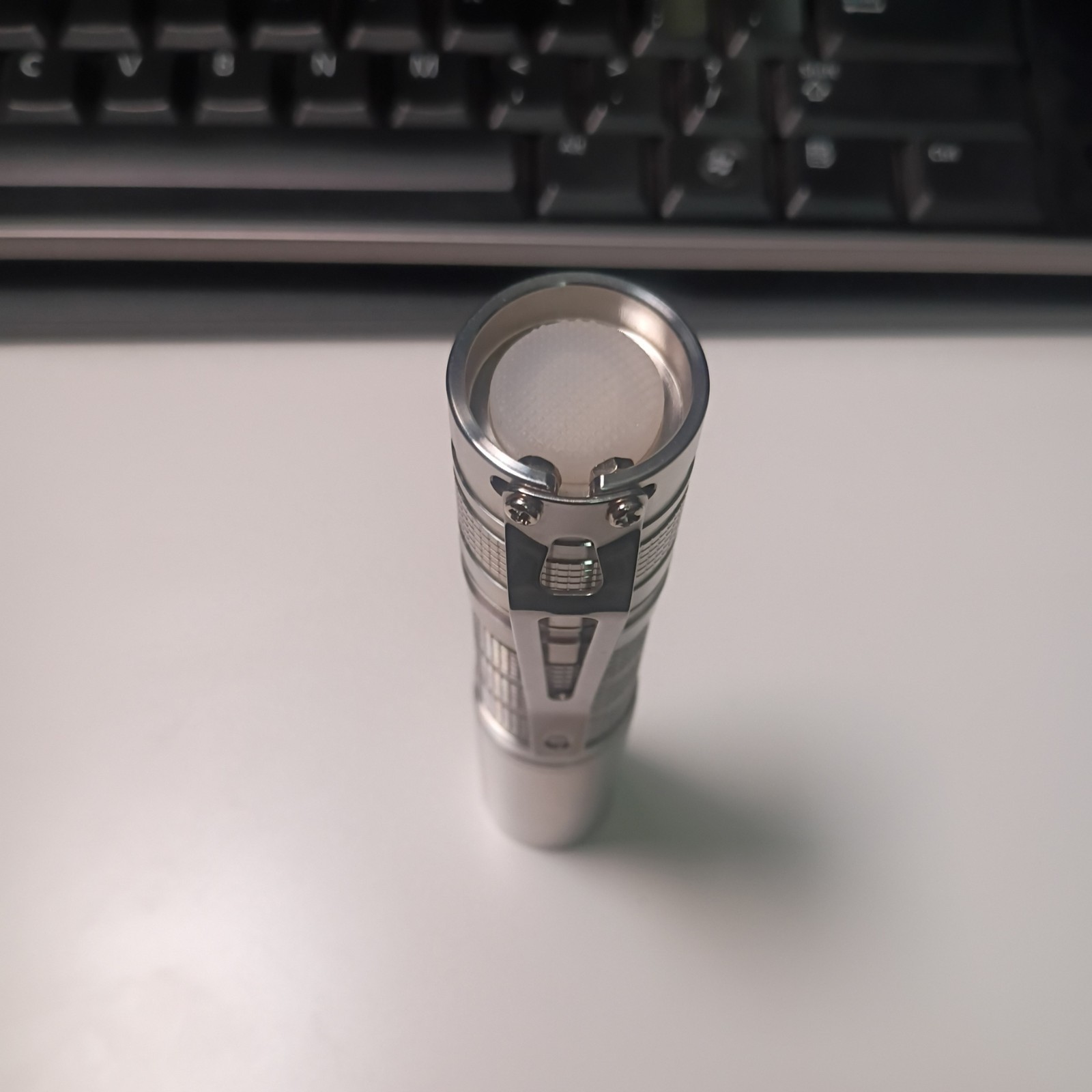 Convoy S7 Polished Stainless Steel SFT25R Pocket Clip & EVE 18650 Battery
