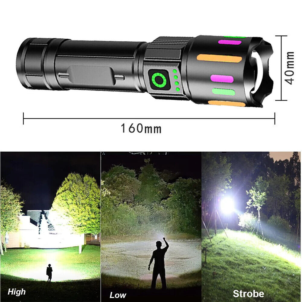 35000000 Lumen Super Bright LED Tactical Flashlight Rechargeable Work Light Lot