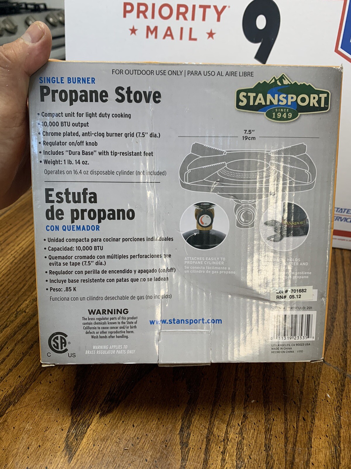 STANSPORT 10000 BTU SINGLE BURNER 201-T PROPANE STOVE CAMPING