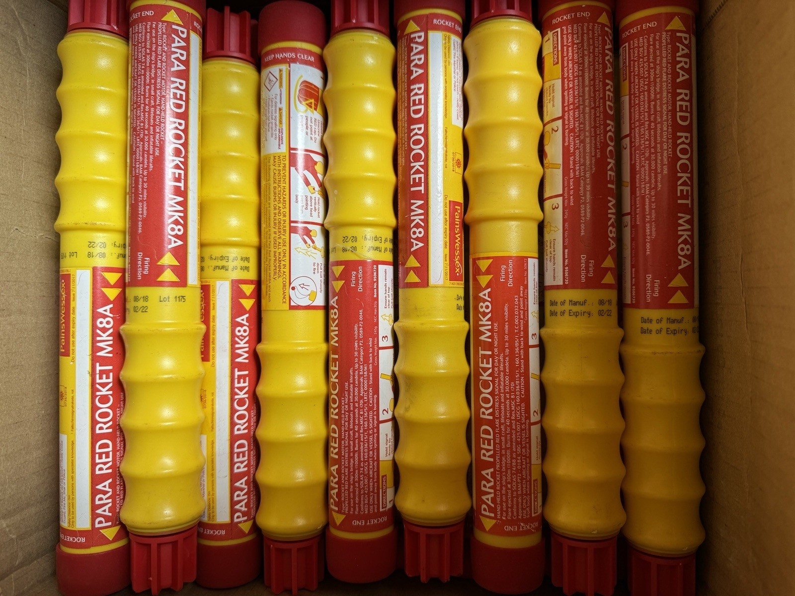 10pc RED PARACHUTE SIGNAL Flares ultra bright Pyro Mg based USCG CERT SOLAS