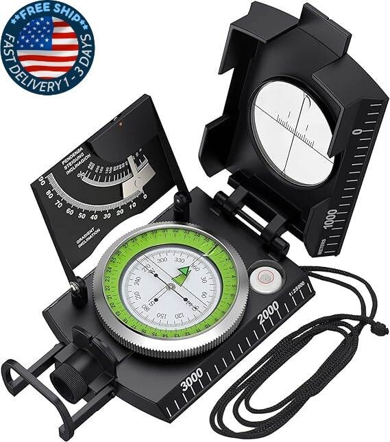Brújula de senderismo IP65 con clinómetro de observación, brújula militar.neuvo.