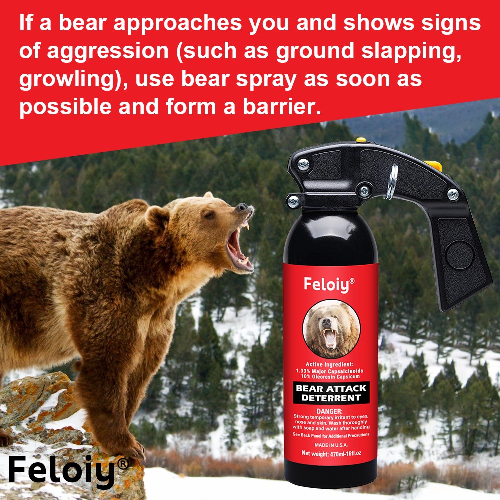 Feloiy 35 Feet BEAR Deterrent Repellent Spray 16 oz GLOW CAP CAMPING HIKING