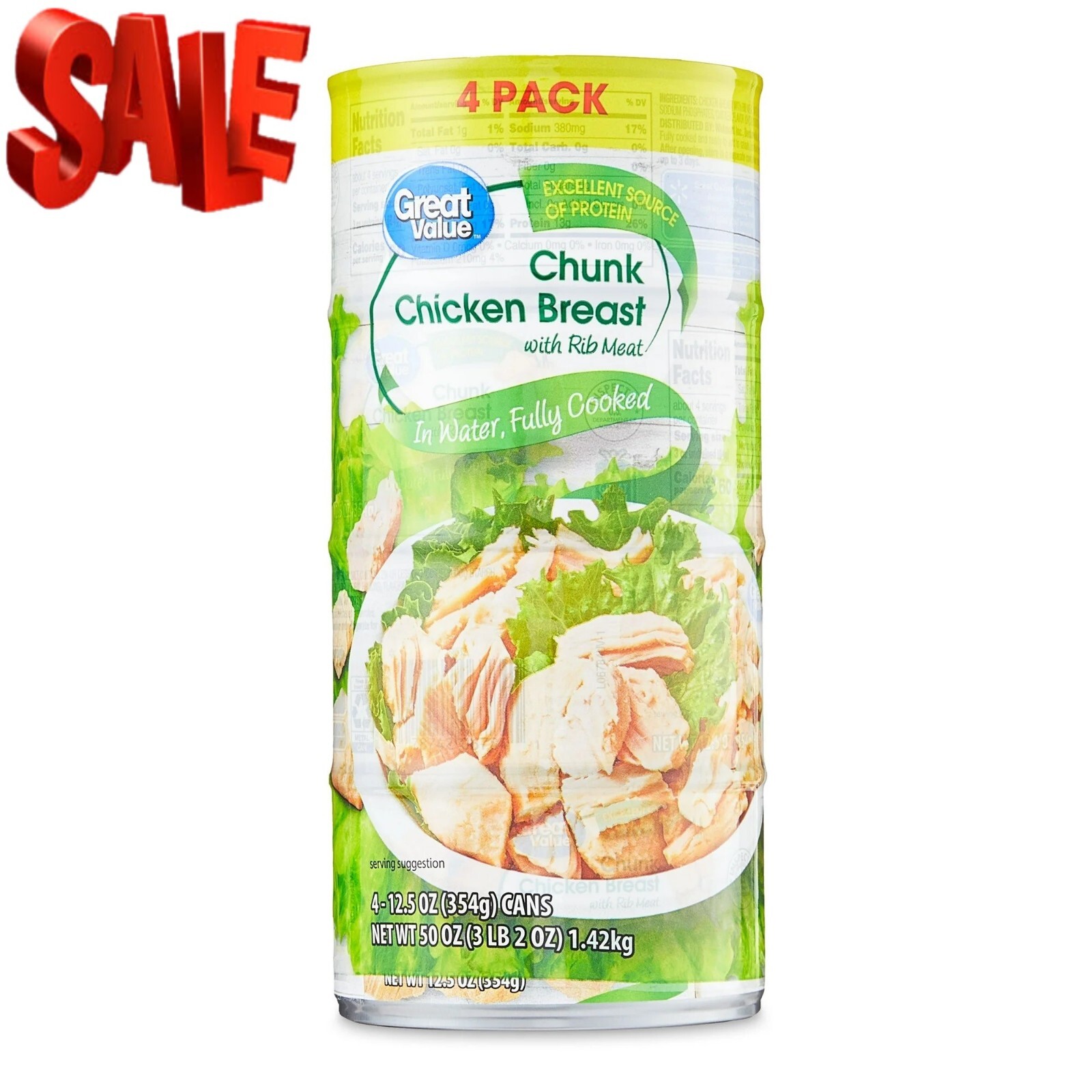 Great Value Chunk Chicken Breast, 12.5 Ounce Can (4 Pack)