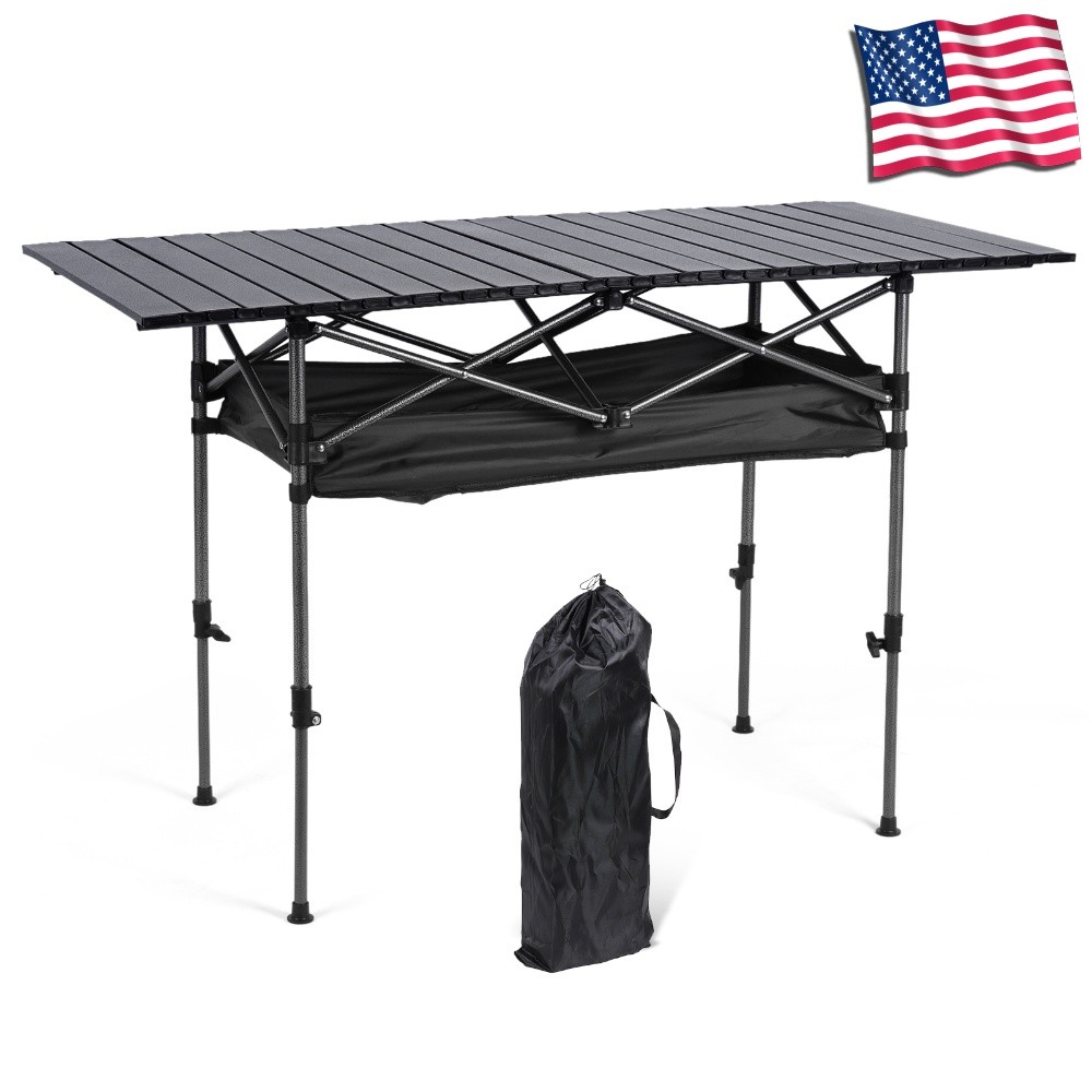 Adjustable Height Table Folding Portable Roll-up Camping Outdoor Picnic Table US