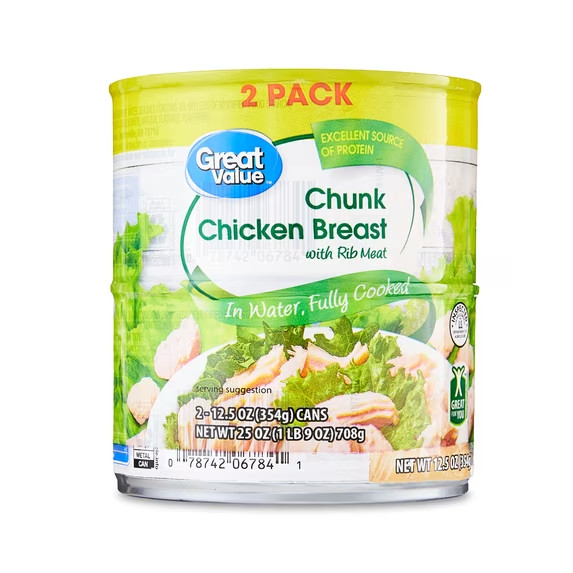 Great Value Chunk Chicken Breast, 12.5 oz Can (2 Pack)