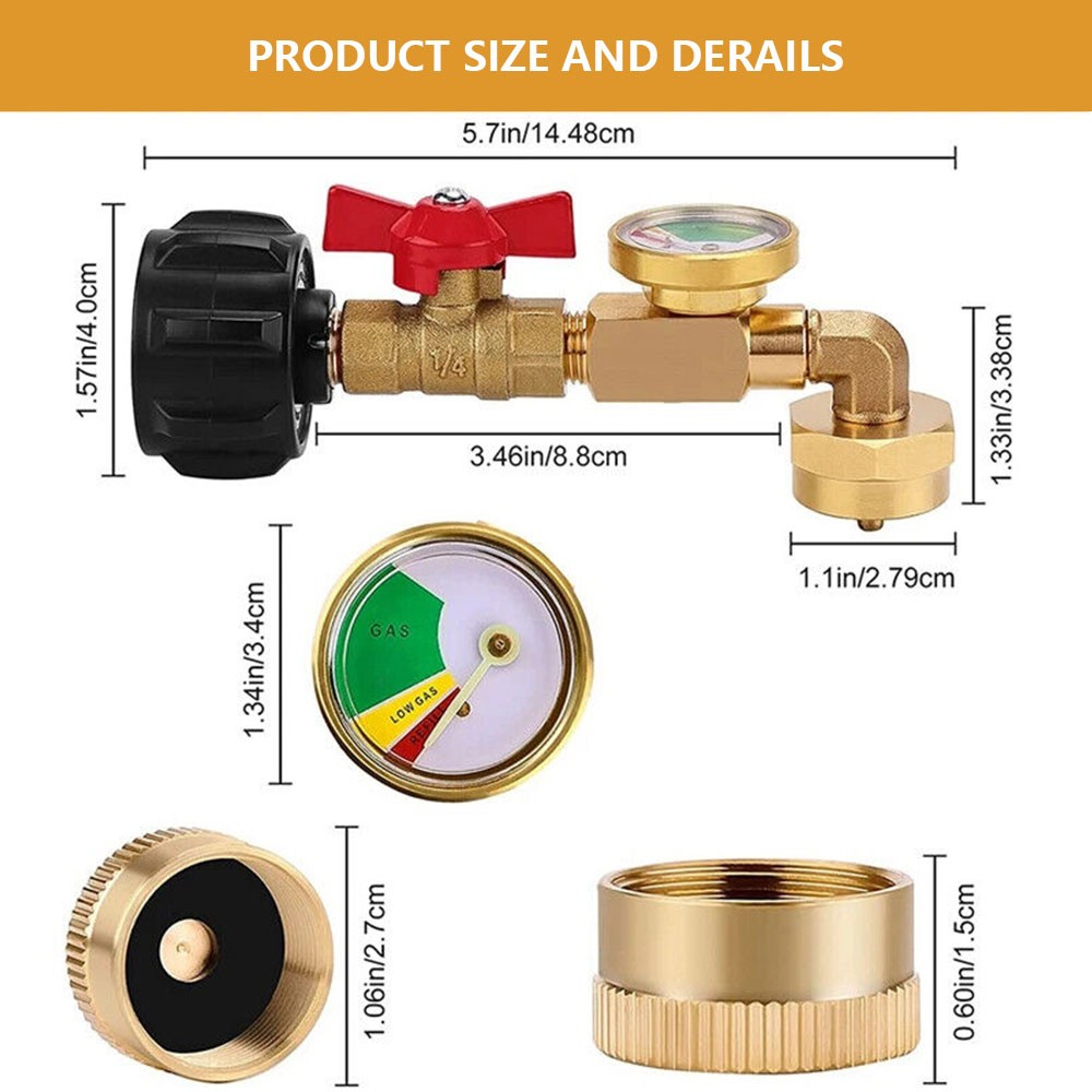 1Lb To 20Lb Tank Propane Refill Adapter With Gauge And ON-Off Control Valve ZD