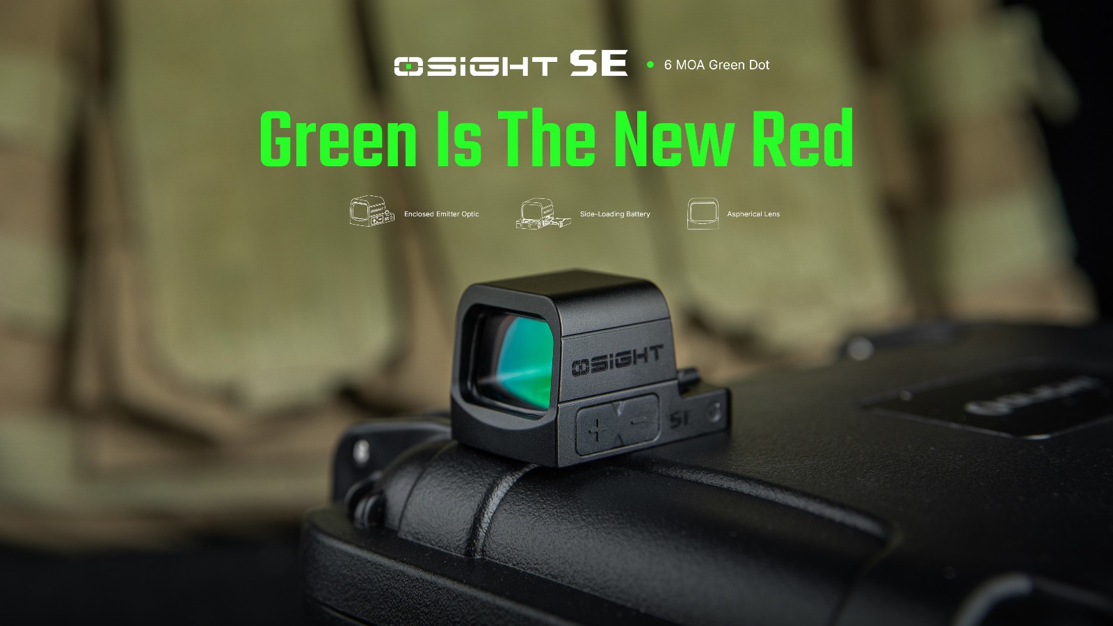Olight Osight SE RMSc Footprint Enclosed 6 MOA Green Dot Sight w/CR1620
