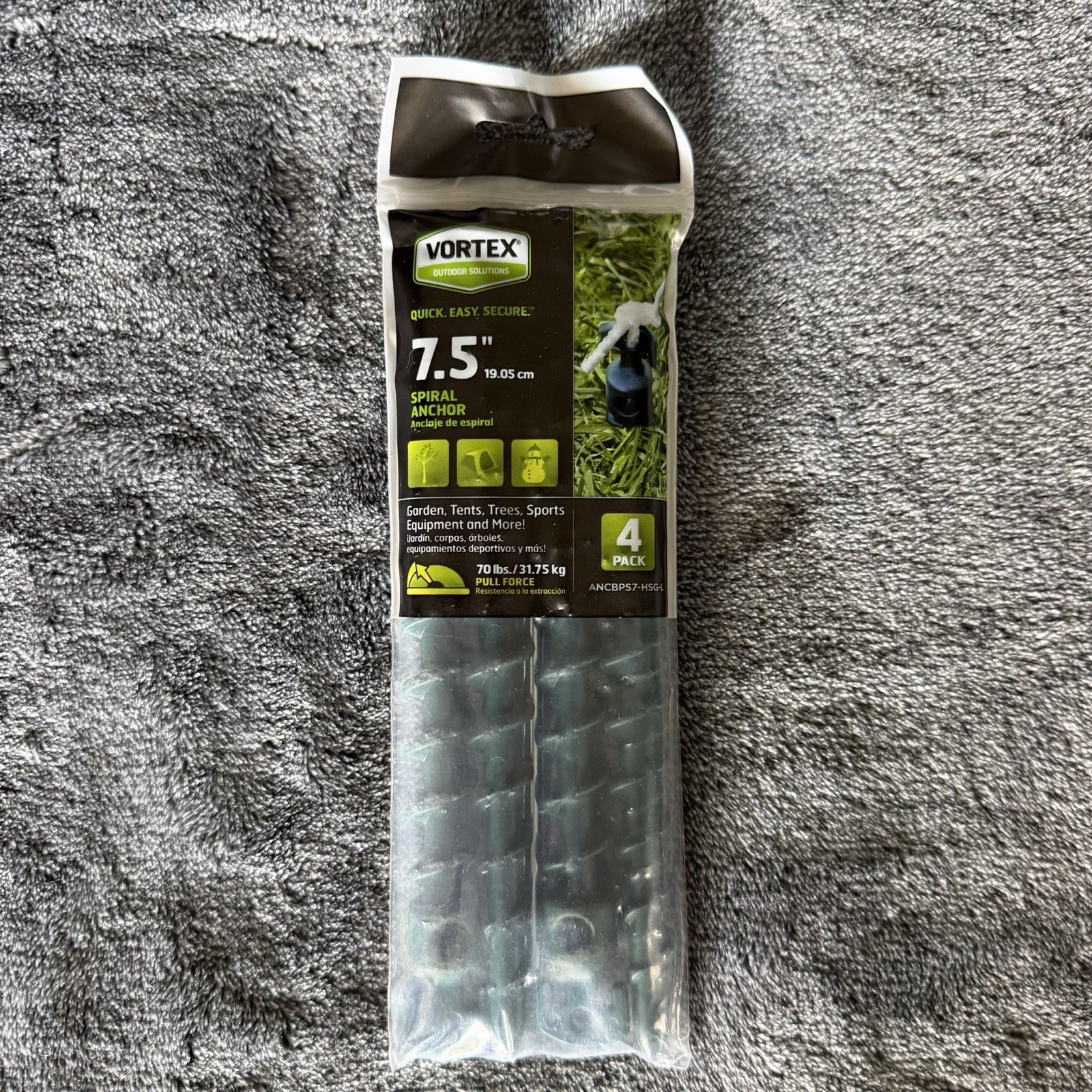 Vortex 7.5 in. Bladed Plastic Yard Gardening Ground Anchor Green 4-Pack x 10
