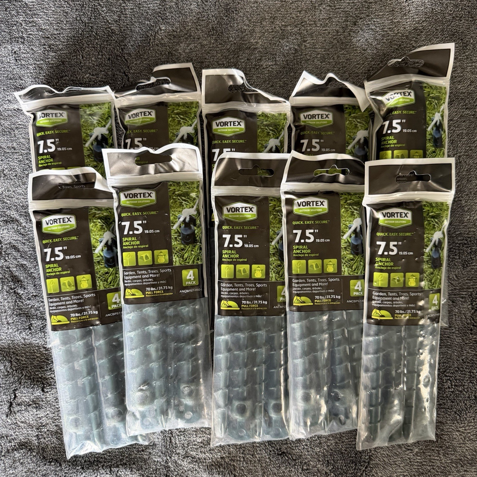 Vortex 7.5 in. Bladed Plastic Yard Gardening Ground Anchor Green 4-Pack x 10