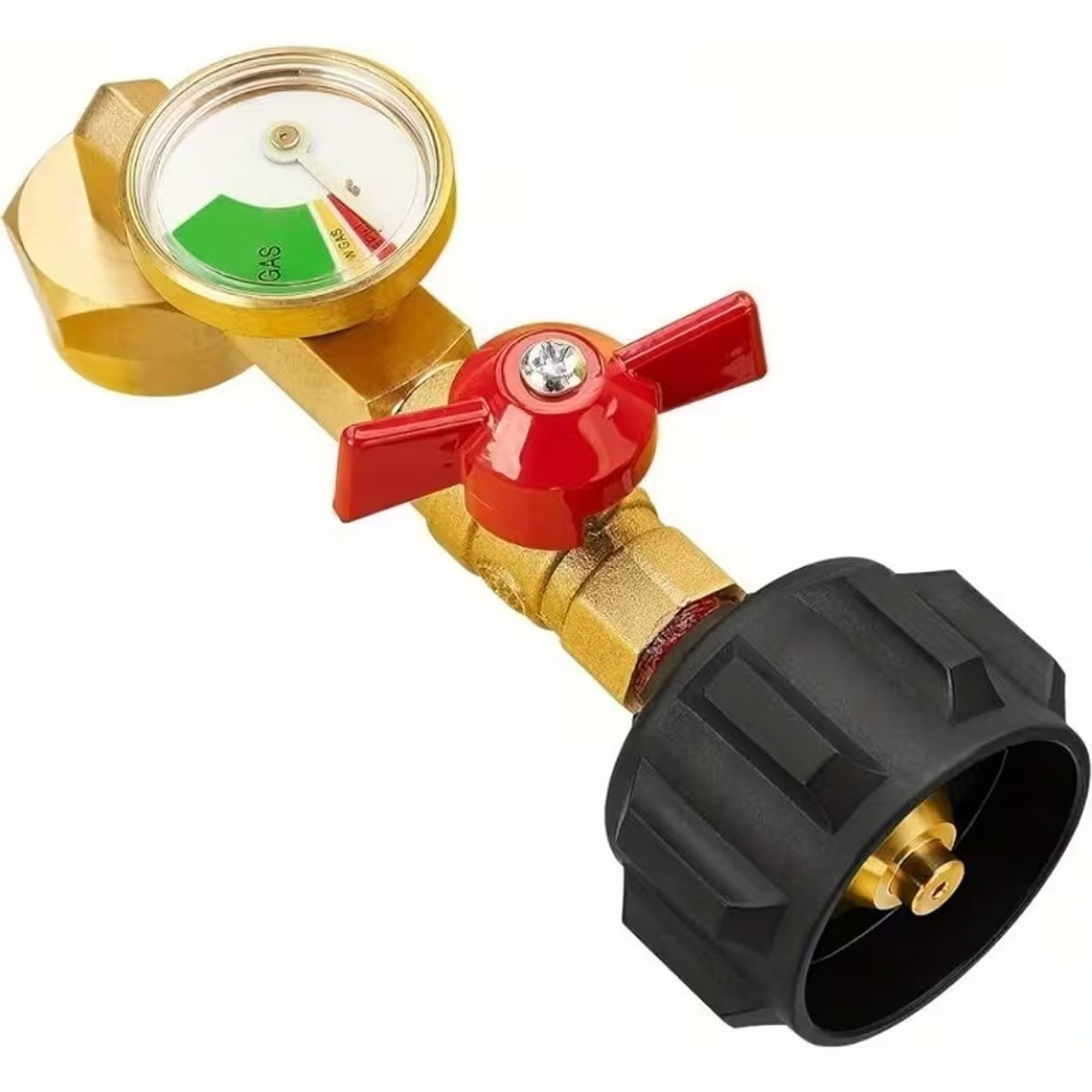 Propane Refill Adapter w Valve Gauge 1Lb Bottles from 20Lb Tank Fits Qcc1/Type 1
