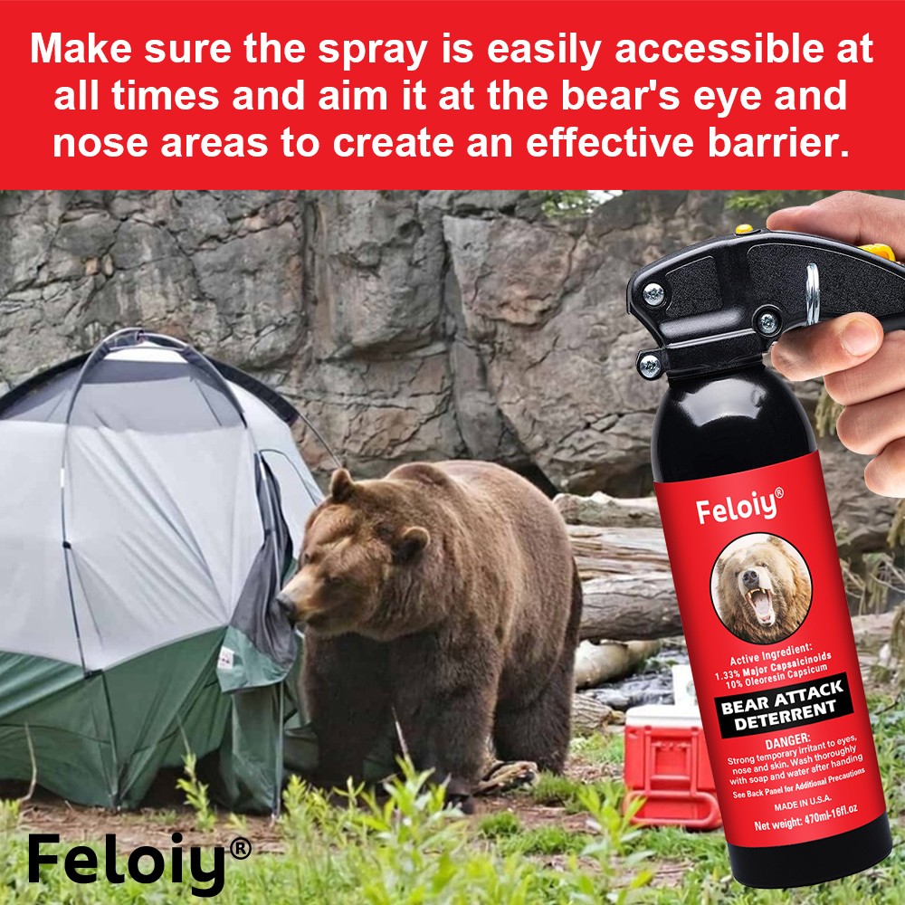 Feloiy 35 Feet BEAR Deterrent Repellent Spray 16 oz GLOW CAP CAMPING HIKING