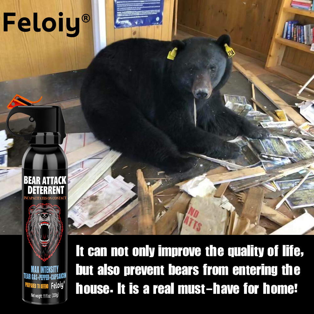 Feloiy BEAR Attack Deterrent Spray 11oz w/ Holster Outdoor Self-Defense
