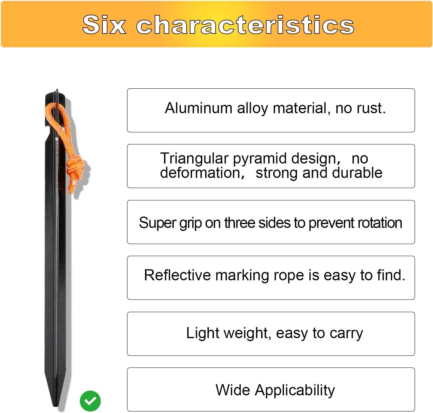 10 Pack Tent Stakes Heavy Duty, Aluminum Tent Stakes Pegs, Metal Tent Spikes, Gr
