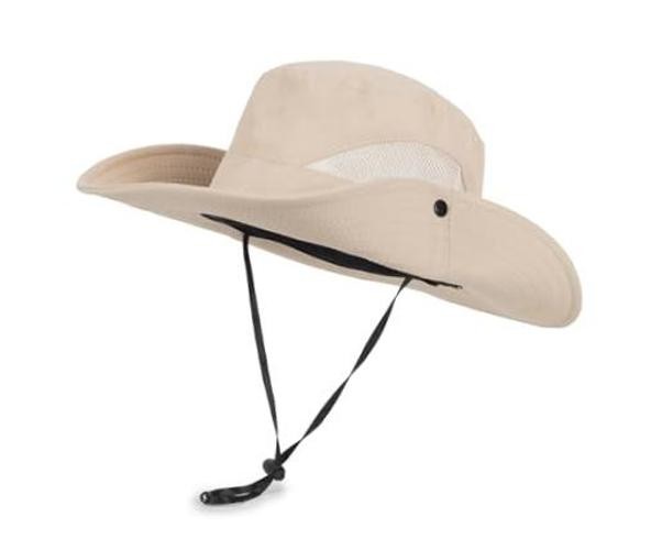 Boys Girls-Sun Hat for UPF 50+ -Mesh-Wide Brim-Summer 5-9 Years Dark Beige