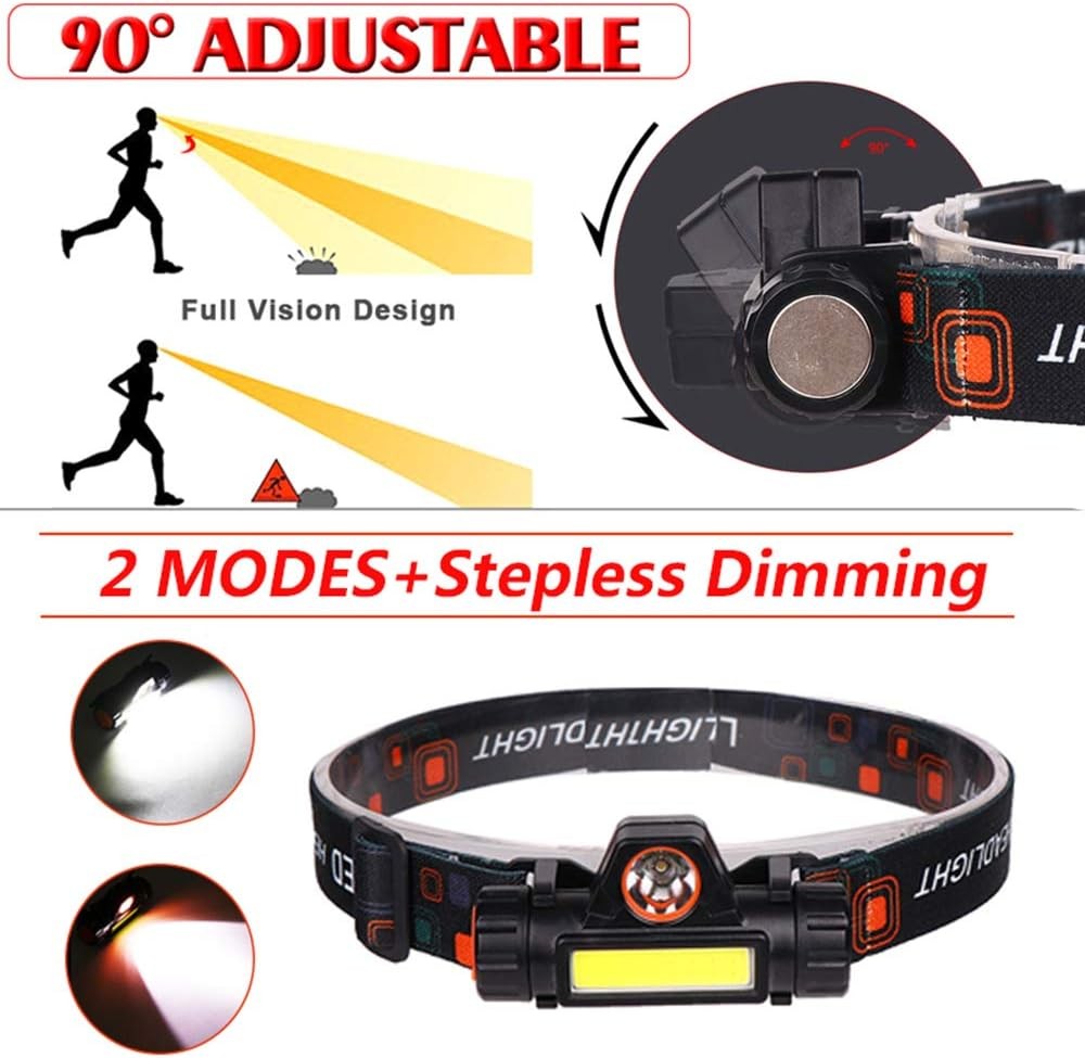 USB Rechargeable Waterproof LED Headlamp Headlight Head Light Flashlight LOT