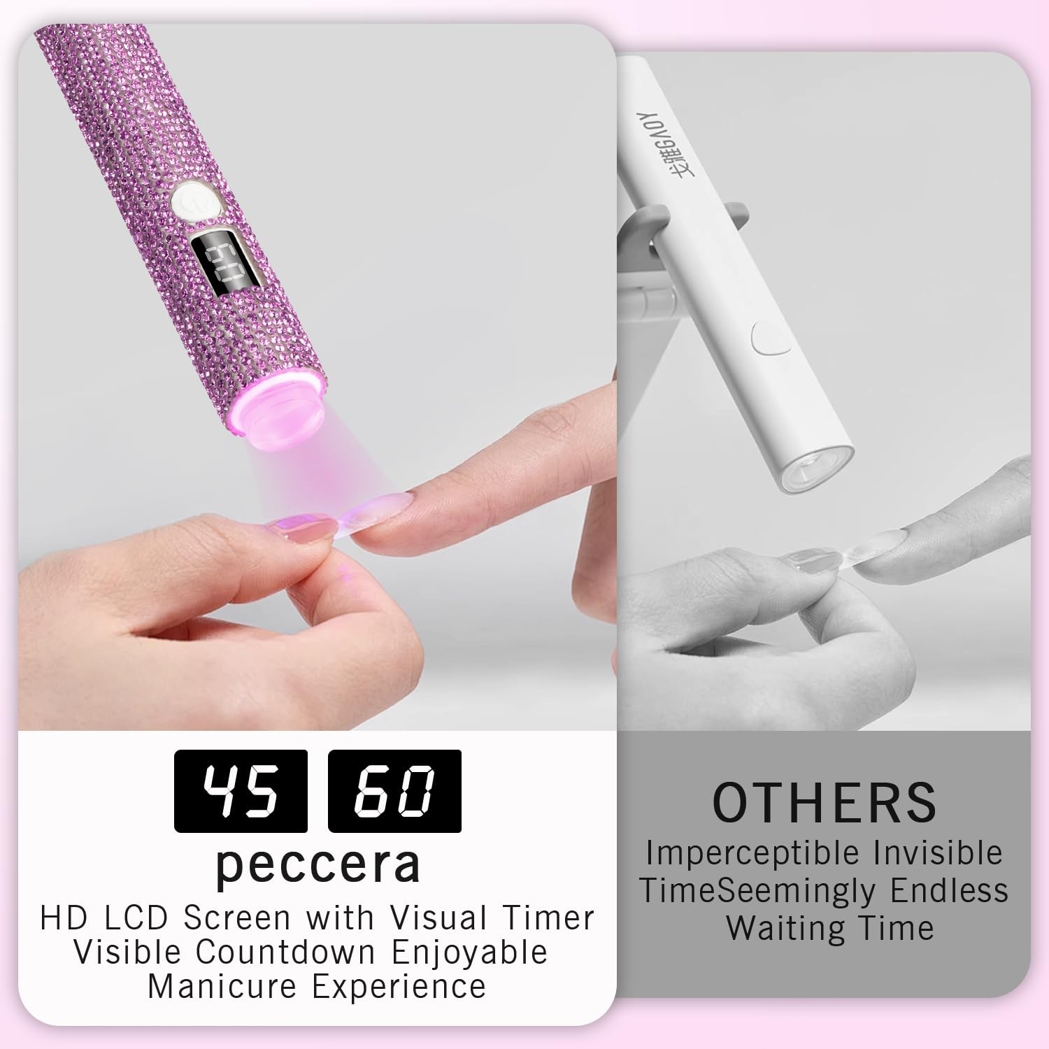 Handheld UV Light for Gel Nails Cordless Mini Nail Lamp Rechargeable LED Purple