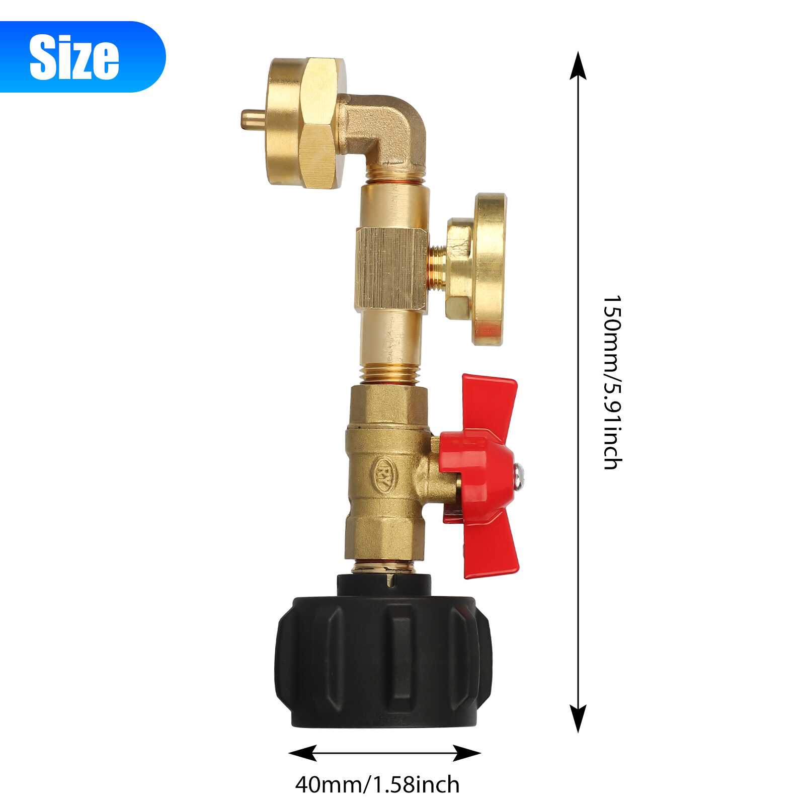 New Propane Refill Adapter 1Lb To 20Lb Tank, With Gauge And ON-Off Control Valve