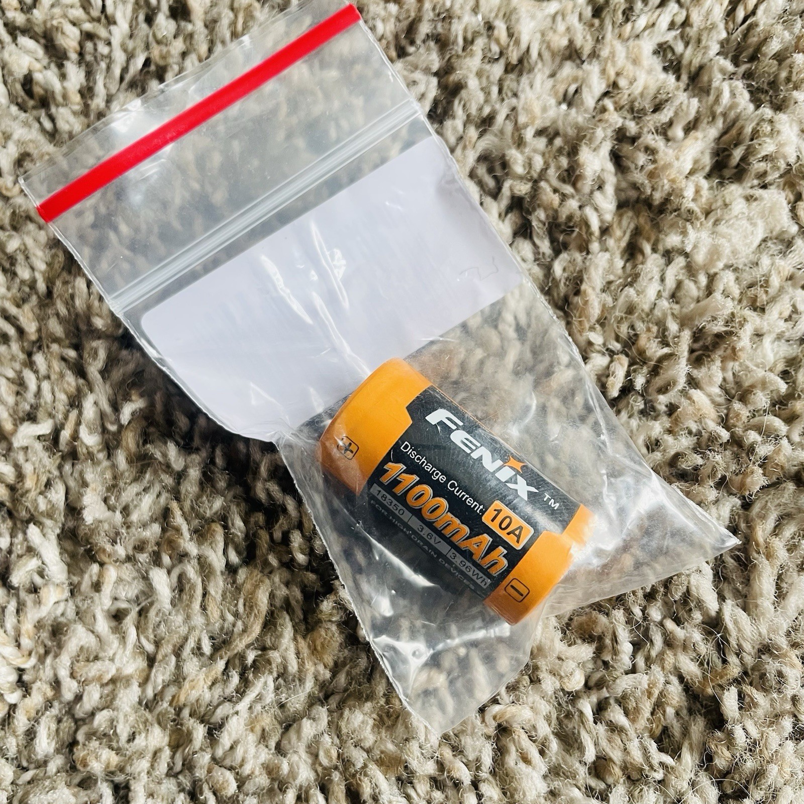 fenix rechargeable battery 18350 3.6V Lithium 1100mAH
