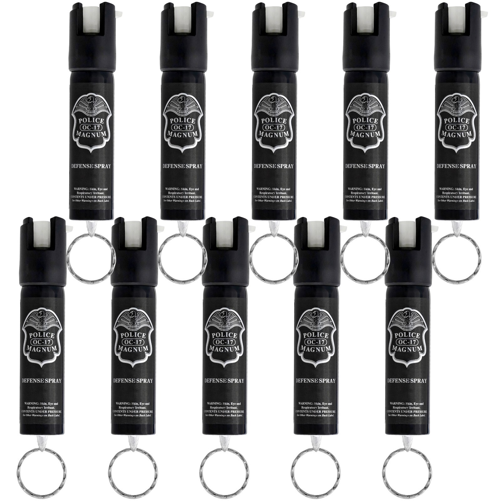 10 Police Magnum pepper spray .75oz keyring GID safety self defense protection