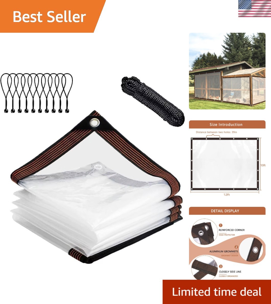 Clear Waterproof Tarps 10x12ft for Gardening and Outdoor Use with UV Protection