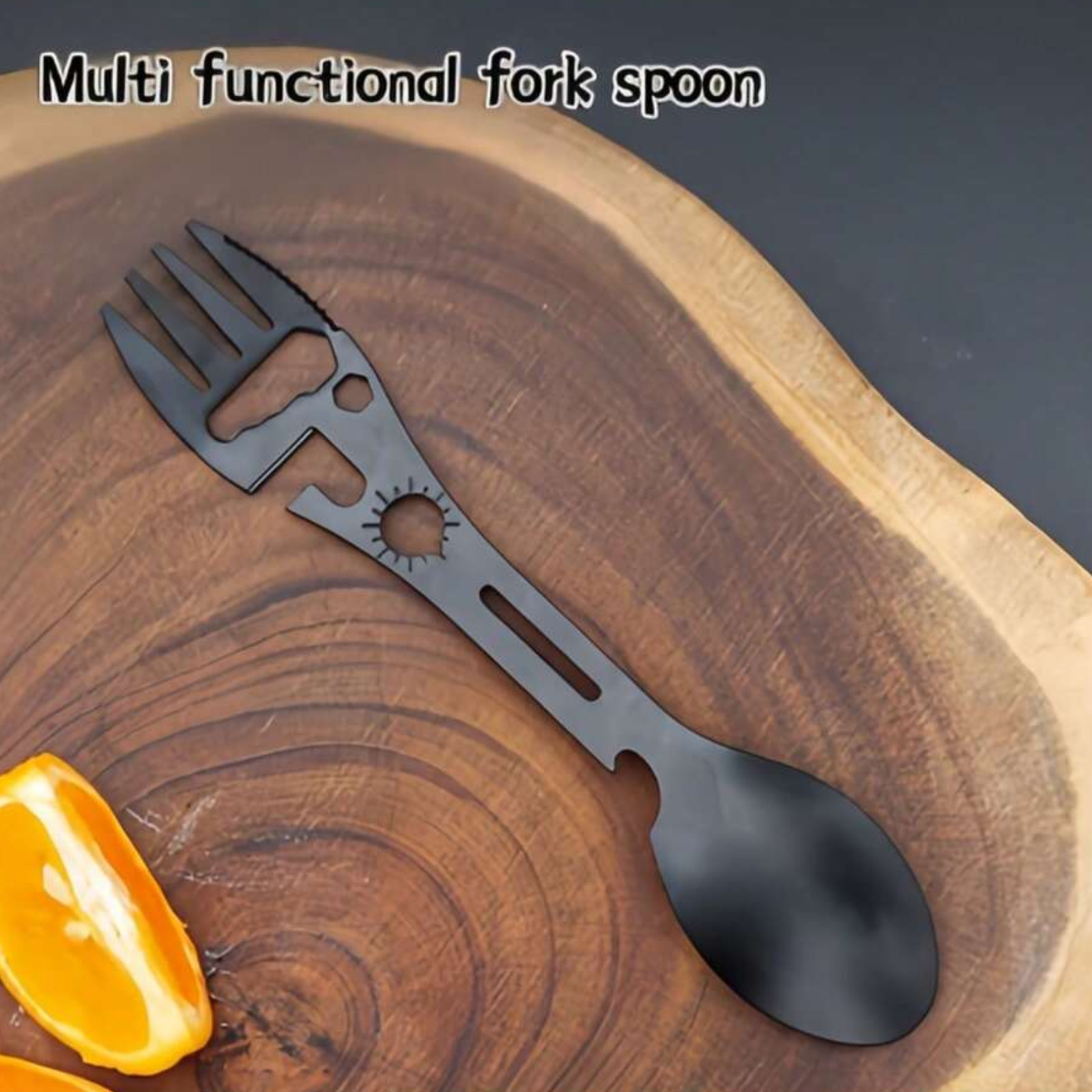 1 Pc Utility Multifunctional Outdoor 10-in-1 Fork Spoon Tableware Pouch & Hooks