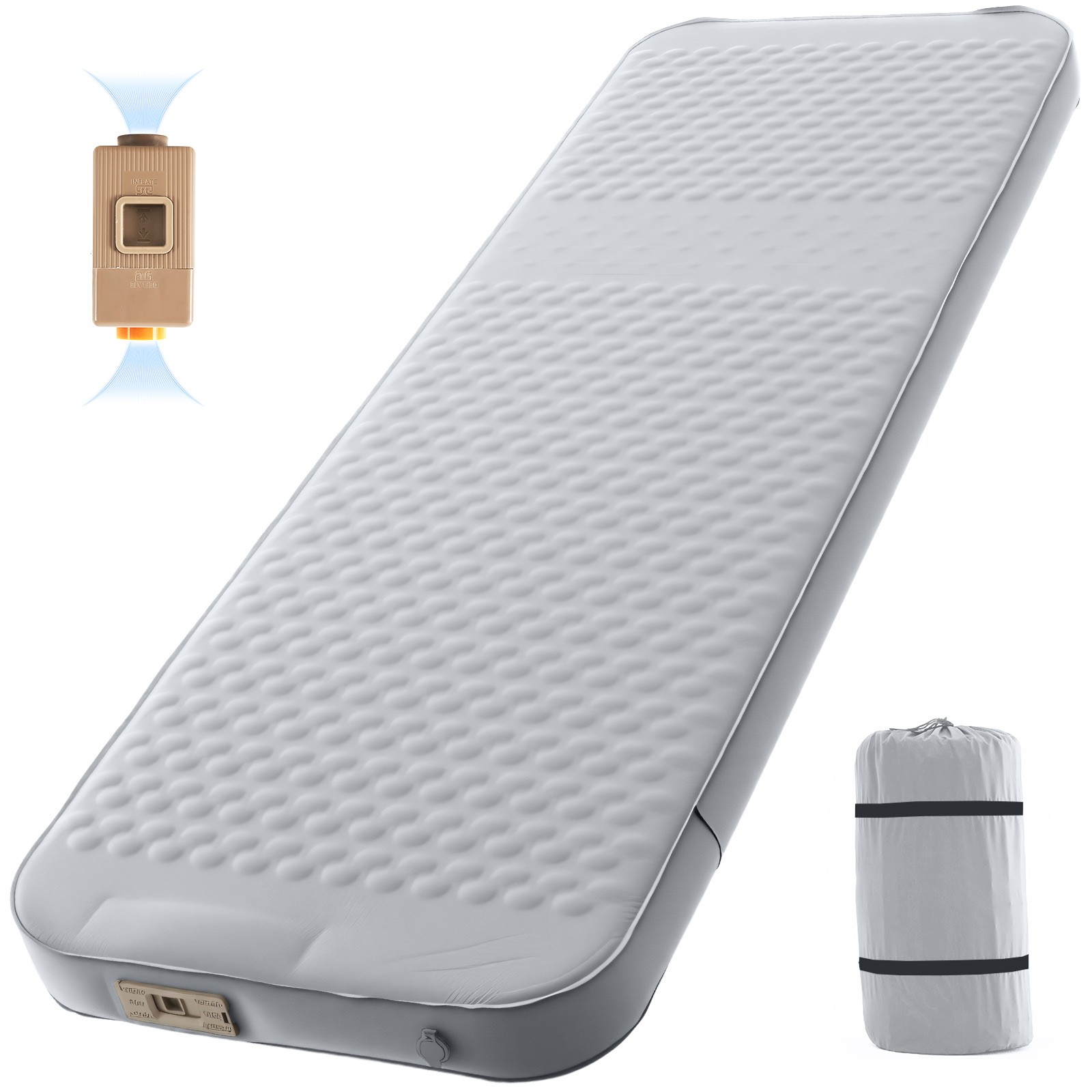 4″ Thick Self Inflating Sleeping Pad,Memory Foam Mattress Pad with Electric Pump