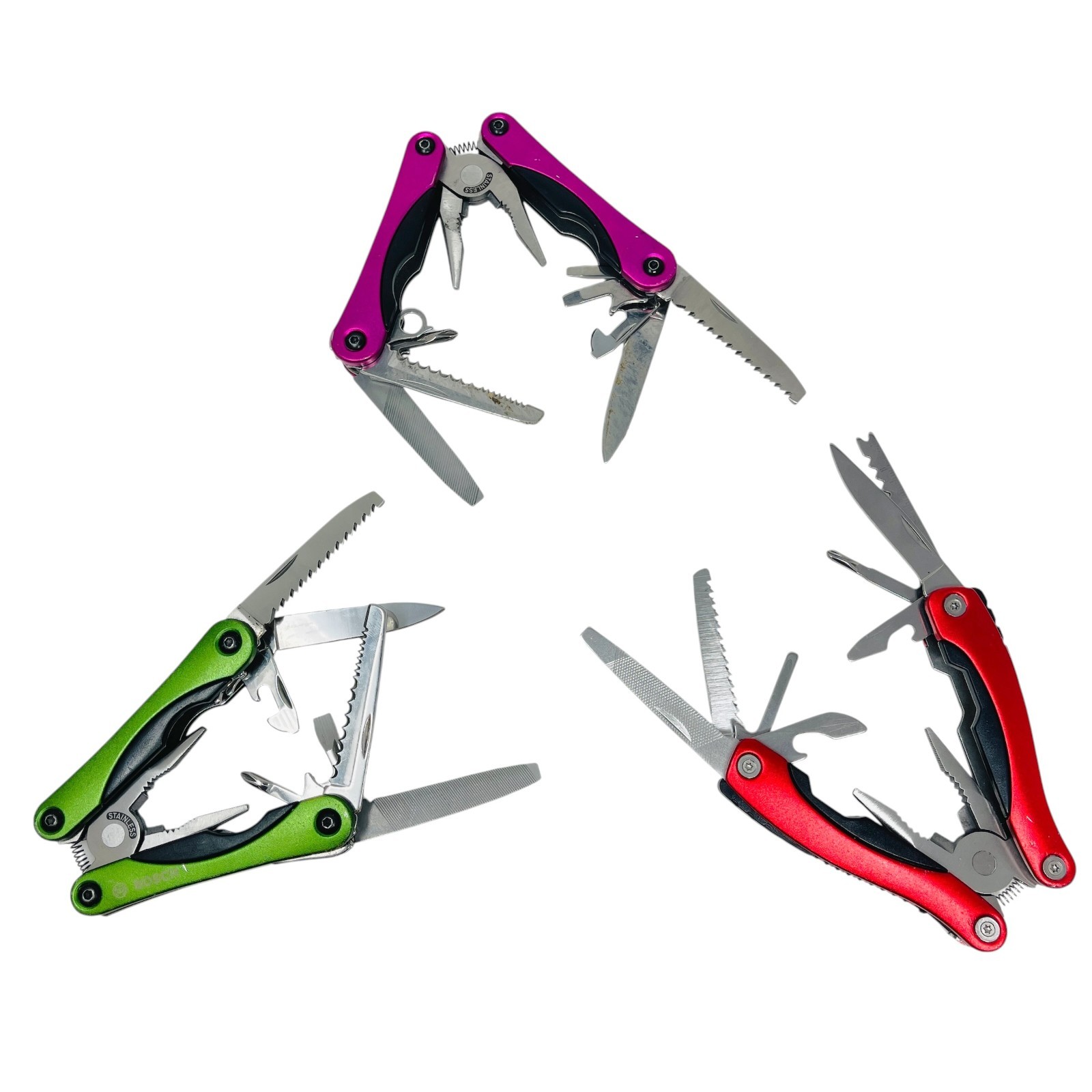 BOSCH & Pink Box and Unbranded MultiTool Professional Folding Pliers Set, 3 Pcs