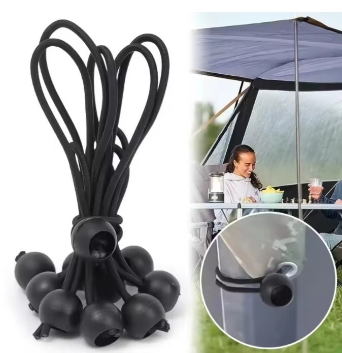 4″ Inch Black Ball Bungee Bungie Cord Canopy Tarp Tie Downs Straps for Camping