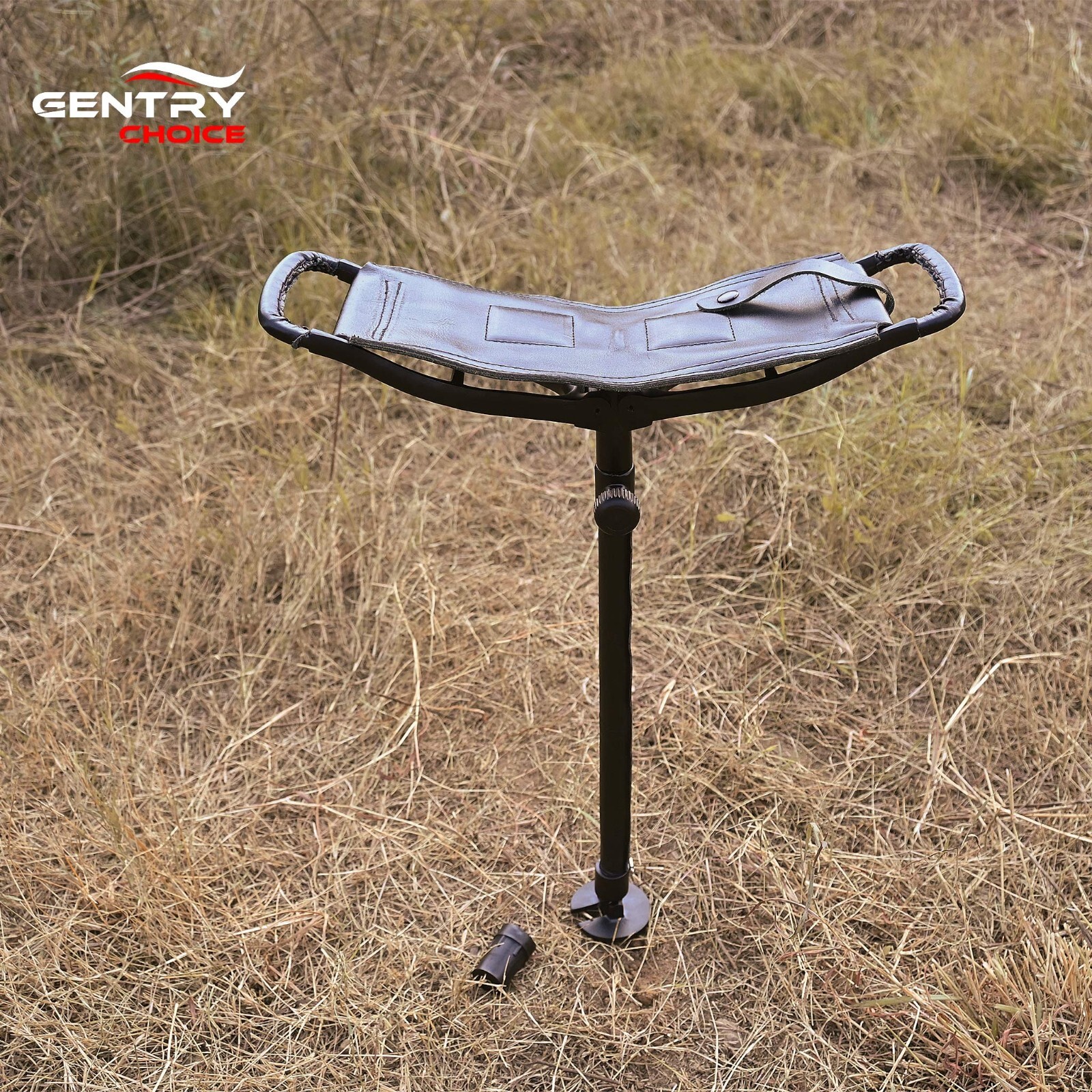 Leather Walking Stick Folding Seat Venator Black Outdoor Shooting Stick Hunt Set