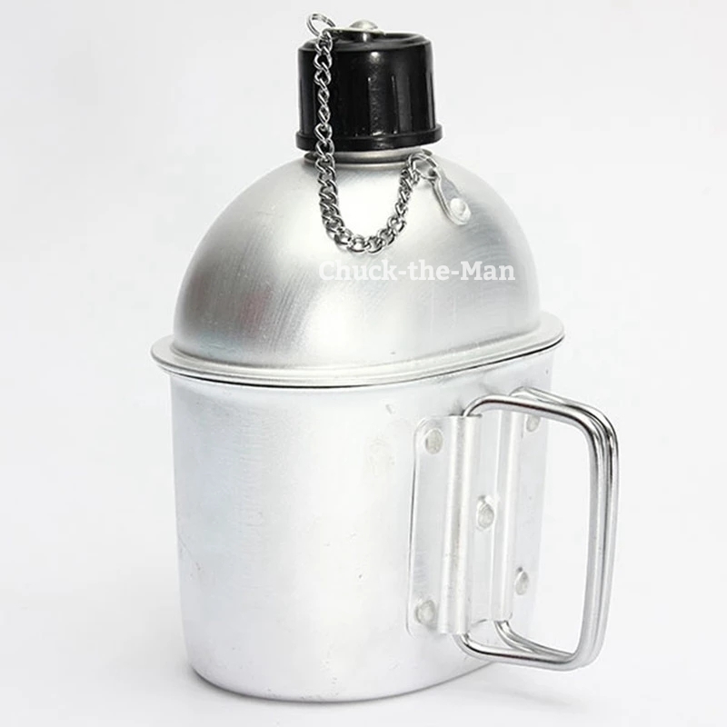 Military Aluminum Water Canteen with Cup G.I. Army Green Nylon Canteen Cover