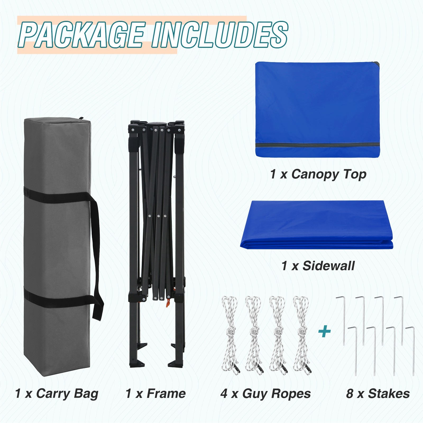 EAGLE PEAK Instant Pop Up Canopy with Adjustable Sun Wall 6×4 with Sidewall