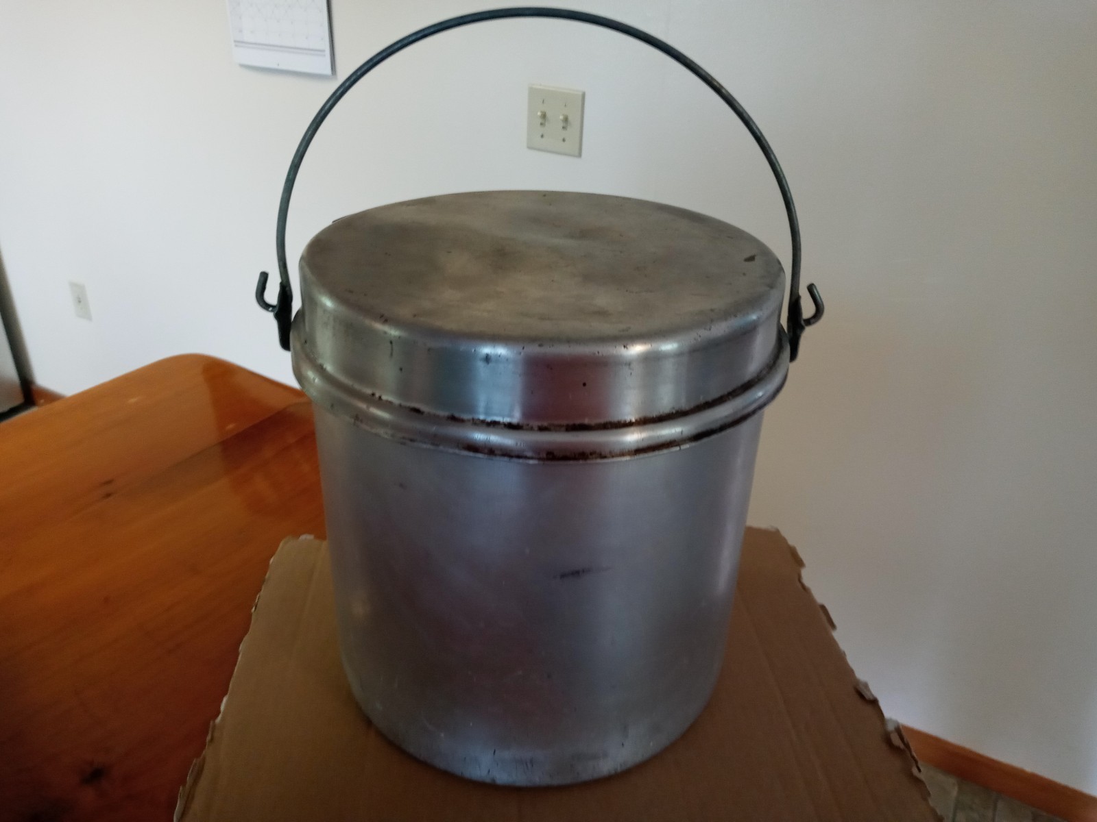 Vintage Aluminum Nesting Camping Mess Kit 7 Piece Set Pail Coffee Pot Plates