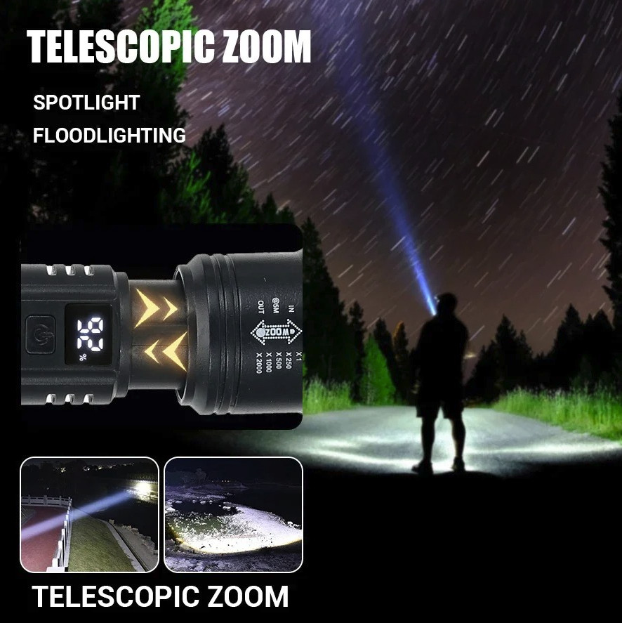 1pc Mini LED Flashlight: XHP70 Rechargeable Torch w/ Built-in Battery – NEW