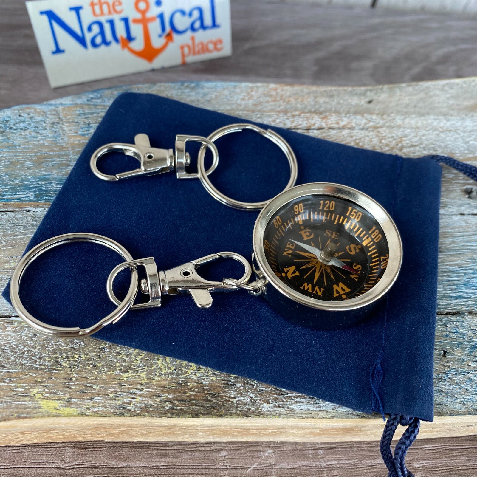 Brass Pocket Compass w/ Optional 27″ Chain & Bag – Gold, Silver, Antique Finish