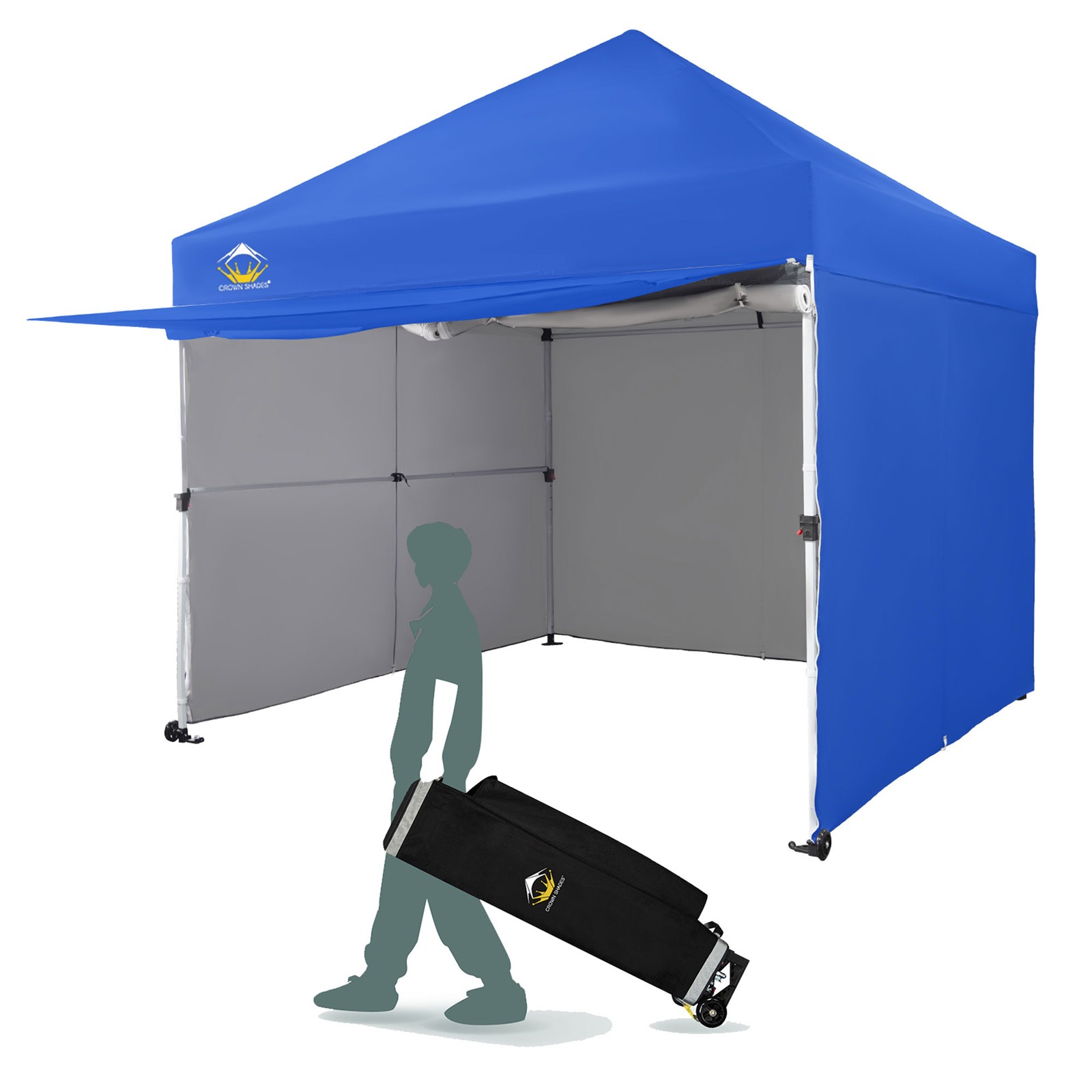 Crown Shades 10×10 Ft Instant Canopy Shelter with 4 Walls, Blue (Used)