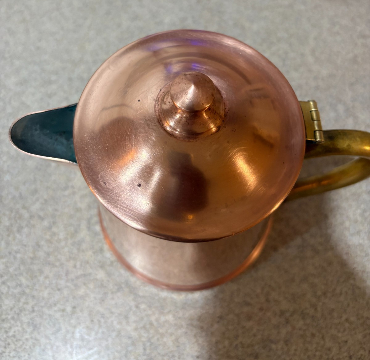 Vintage Copper Coffee Pot w/ Brass Handle Tagus R97 Portugal