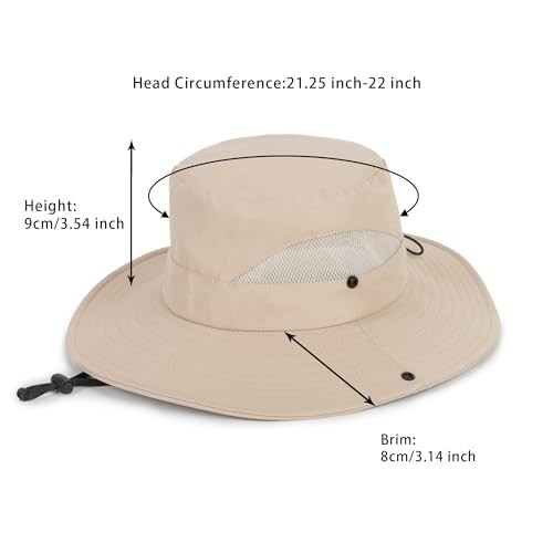 Boys Girls-Sun Hat for UPF 50+ -Mesh-Wide Brim-Summer 5-9 Years Dark Beige