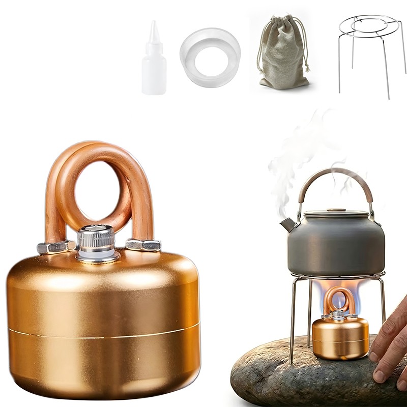 Mini Alcohol Camping Stove – Lightweight Brass & Aluminum Spirit Burner W/ Stand