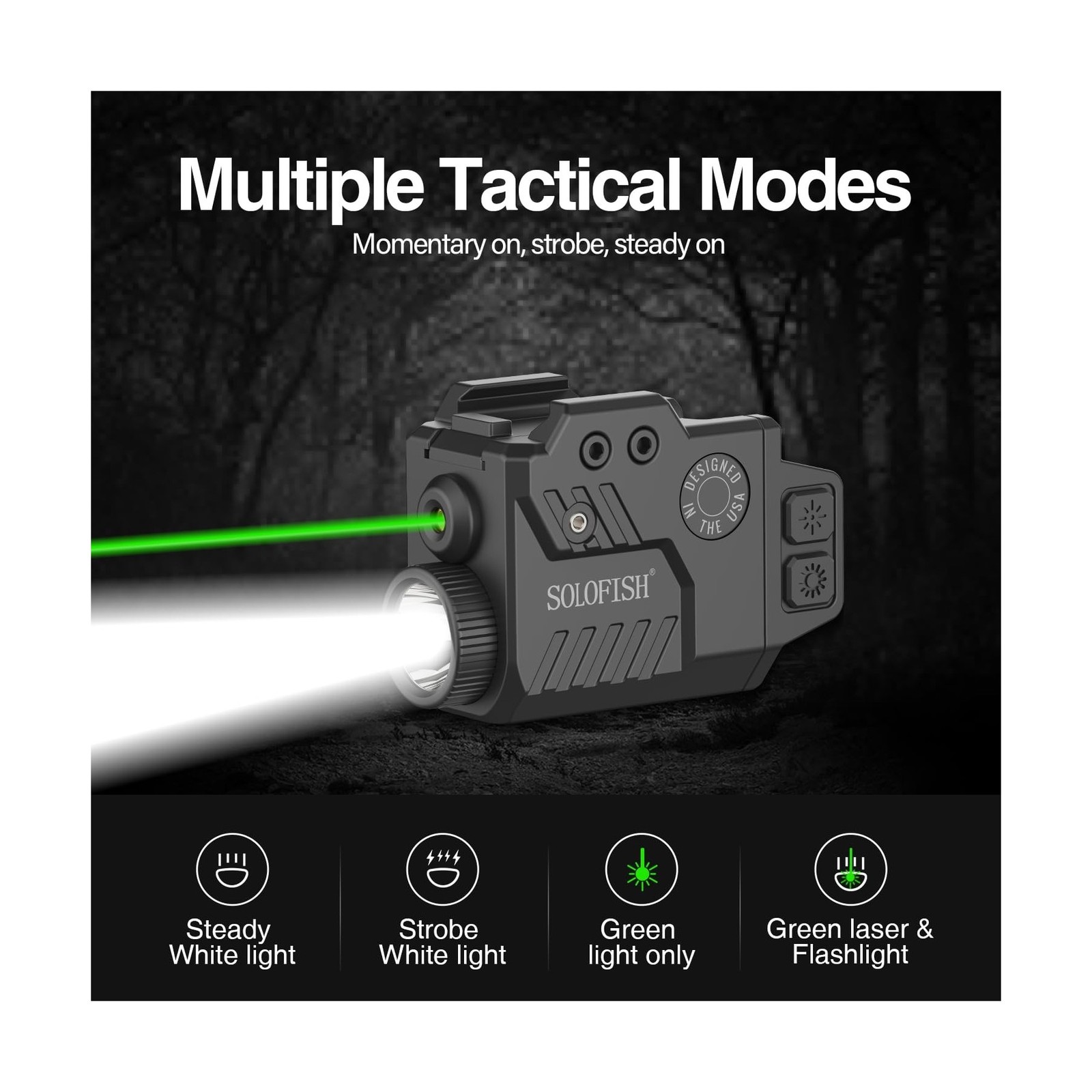 Solofish 800 Lumens Pistol Light Laser Combo, Strobe Function f… FAST USA SHIP