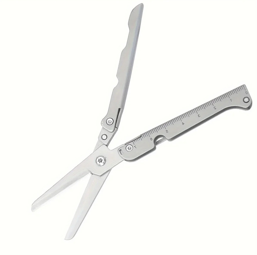 1pc Multifunctional Folding Stainless Steel Survival Scissors Portable EDC Tool