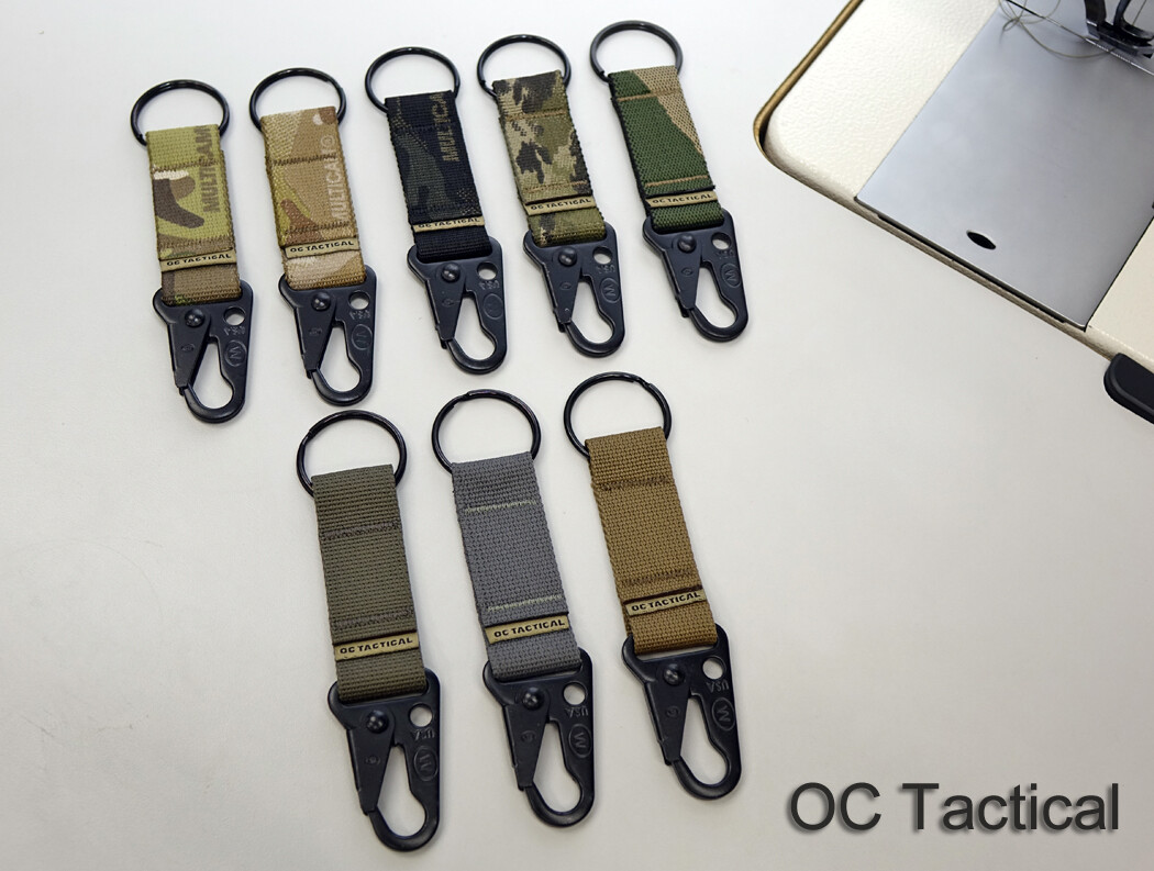 OCTactical Key Lanyard with Hook and Split Ring Keychain Woodland Camo Multicam